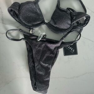 Zaful Glitter Bikini Set - Gray